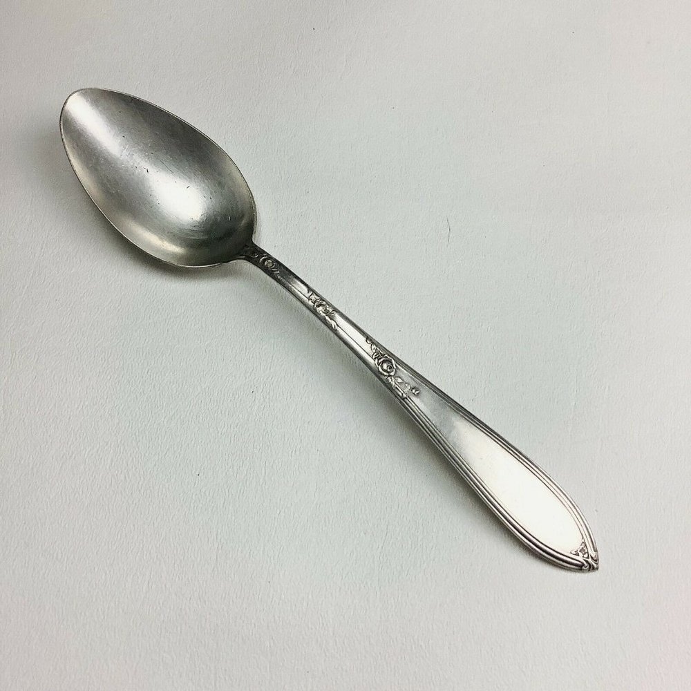 Vintage New England Silver Plate A1 Tablespoons / Dessert Spoon Rosemary Pattern